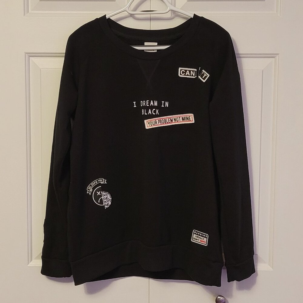 Ardene Black Graphic Patch Sweatshirt
